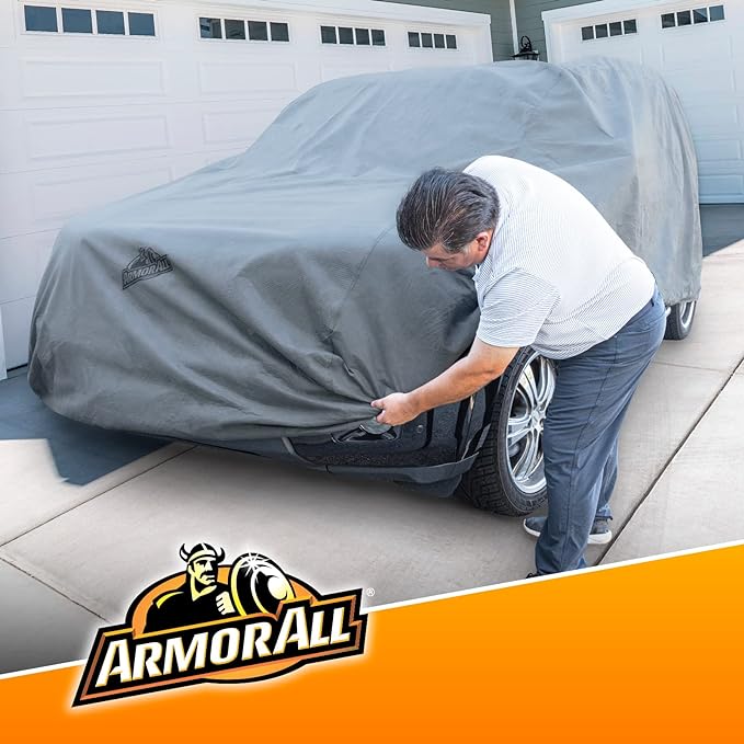 Armor All Car Cover Waterproof All Weather Heavy Duty SUV or CUV up to 205" | Scratch-resistant soft lining, 6 secure straps, includes storage bag, works for Sun Rain Snow Hail Outdoor Indoor Protection