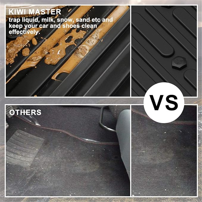 Kiwi Master Floor Mats for 2014-2018 Subaru Forester | Custom Fit All Weather Car Mats, Heavy Duty TPE Floor Liners, Front & Rear 2 Row Set, Black
