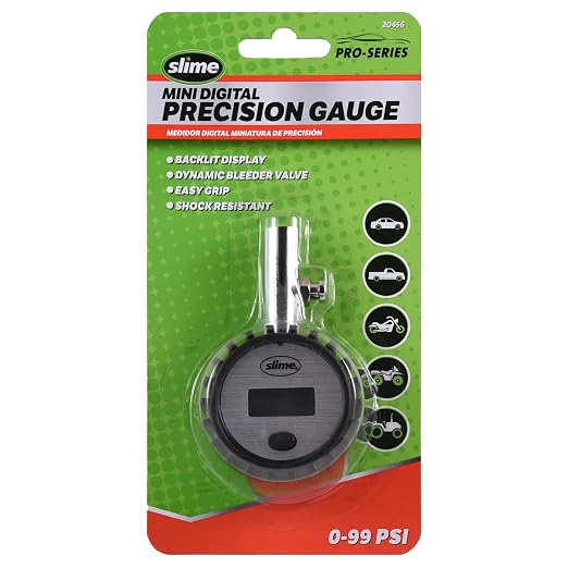Slime 20456 Tire Pressure Gauge, Pro-Series, Mini, Digital Precision, (5-100 psi)