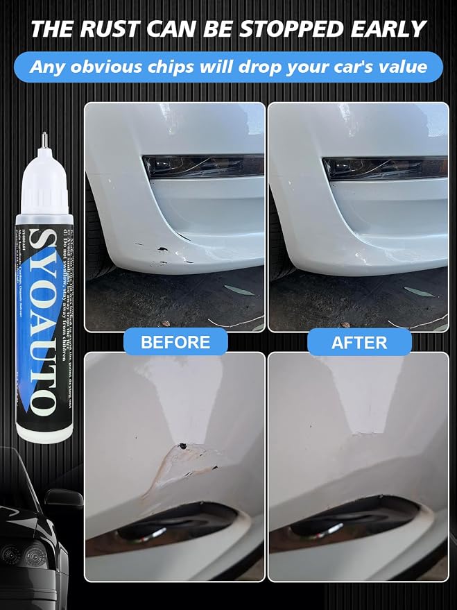 SYOAUTO White Touch Up Paint for Cars White Car Touch up Paint Auto Scratch Repair Pen Brush and Tip 2 in 1 Repair Pen 0.4 oz