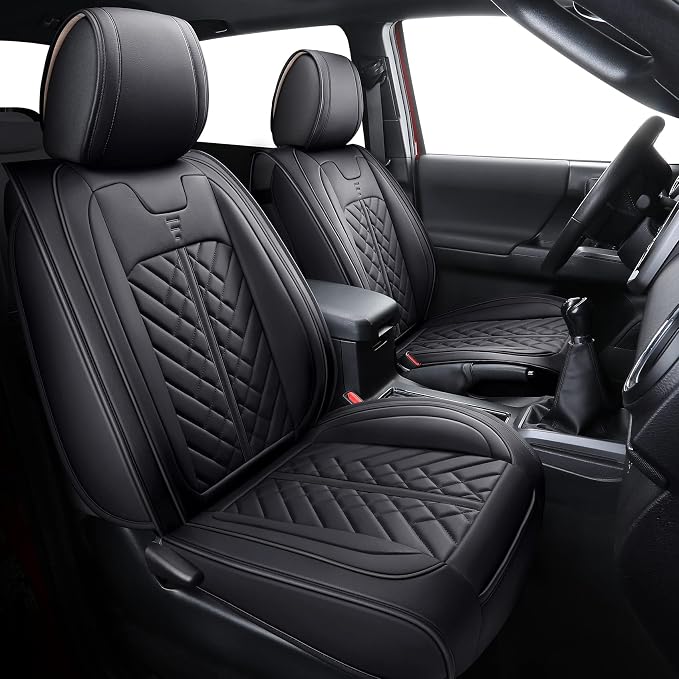 Tomatoman Tacoma Car Seat Covers Compatible with Toyota Tacoma Truck 2005-2024 2025 2026 Access Crew Double Cab TRD Sport Offroad Limited SR5 V6 Cushions(Full Set/Black)