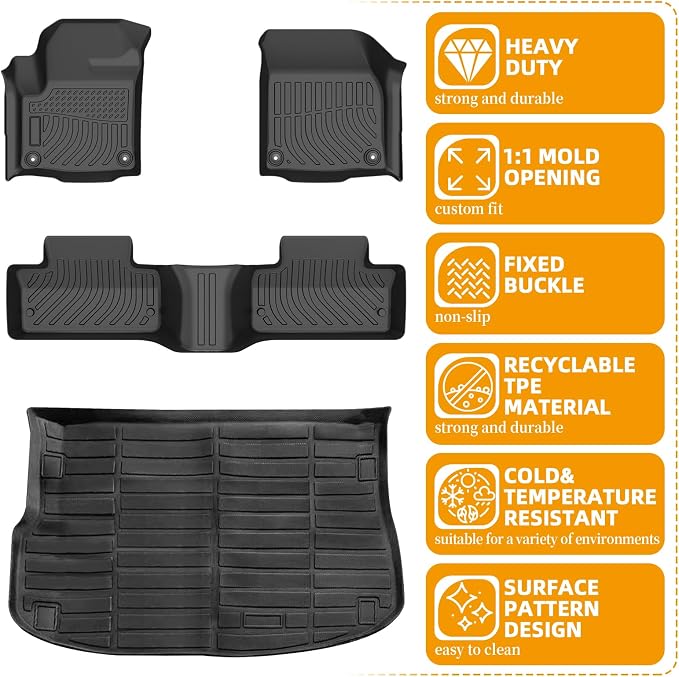 Floor Mats for Land Rover Evoque 2012-2019, Rover Evoque TPE Floor Mats | NOT for Convertible or 3 Door Coupe, Non-Slip Waterproof Front &Rear Row &Cargo Mats, Rover Evoque Mats Accessories