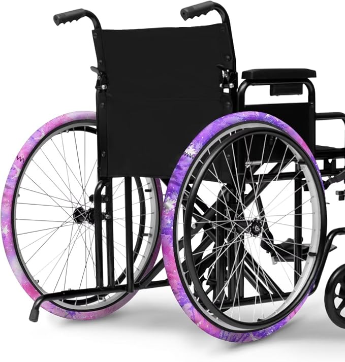 Wheelchair Wheel Covers Purple Tie-Dye Stars Stars 2 PCS Wheelchair Tyre Covers Neoprene Wheel Cover for Transport Wheelchair Wheels