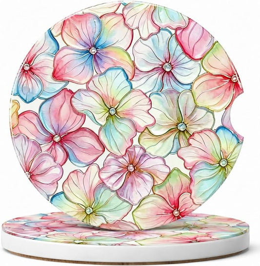 2Pack Car Cup Holder Coasters Absorbent Ceramic Coaster 2.56" for Women & Men Auto Flower Car Accessories