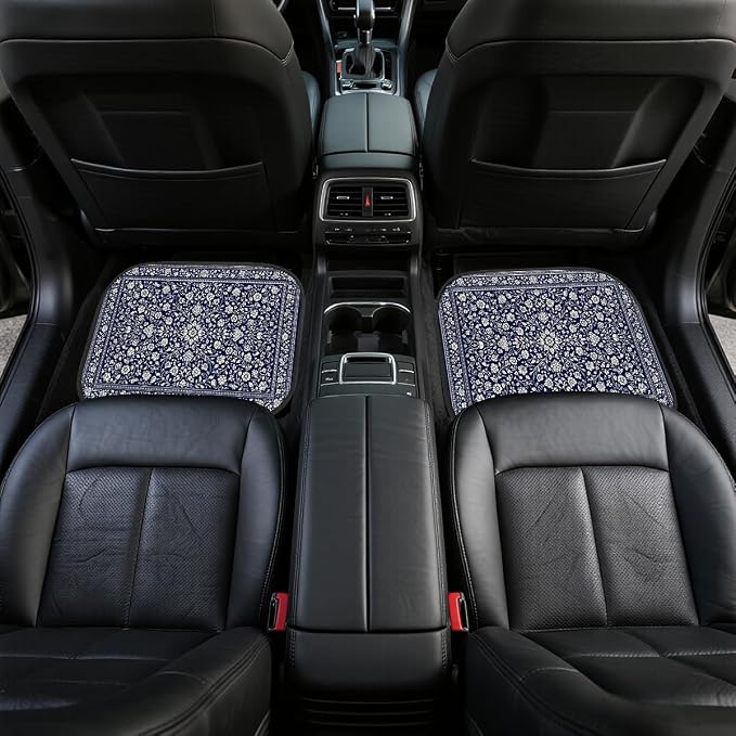Christmas Car Floor Mats Red Truck Tree Gift Snowflake Plaid Carpet Front Rear Carpets Mat Decorative Car Floor Carpets Non-Slip Auto Car Accessories Universal Fit for Car SUV Truck Van