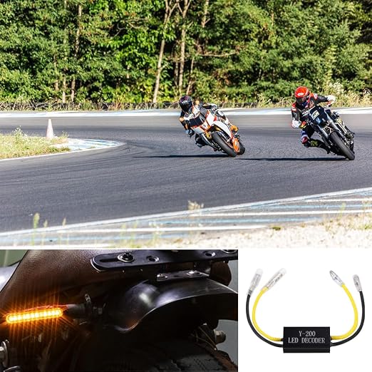 4 Pcs Motorcycle LED Turn Signal Decoder Load Resistors, 10W 10Ω Flash Fix Error, Indicator Error Canceller for Scooter, Plug-and-Play Bullet Connectors, Anti-Corrosion Aluminum Housing