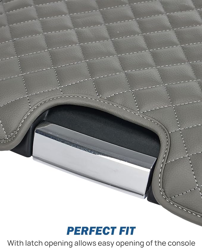 JOYTUTUS Center Console Cover Compatible with 2013-2018 Ram 1500 & 2013-2026 Ram 2500/3500/1500 Classic Model Jump Seat Console, Leather Arm Rest Covering for Car, Durable Middle Console Cover, Gray