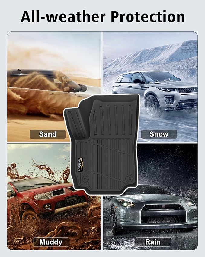 Floor Mats Custom for GMC Terrain 2018-2024 | All Weather TPE Rubber Floor Liners, Cargo Liner, Backrest Mat & Door Sill Protectors Full Set for Terrain Accessories, Black