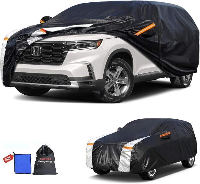 Honda Pilot Car Cover 100% Waterproof All Weather, Gift with Towel, 10 Layers SUV Car Cover Custom Fit 2002-2026 Honda Pilot, Full Exterior Car Covers Rain Sun UV Protection with Door Zipper.
