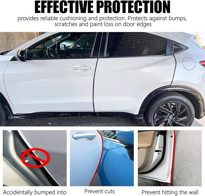 Wuyaoyao 13.1Ft (4M) Car Door Edge Guards, Rubber U Shape Automotive Door Entry Guard Protector Strip, No Glue Required, Universal Vehicle Doors Edge Trim, Exterior Car Accessories (Red, 13.1FT)