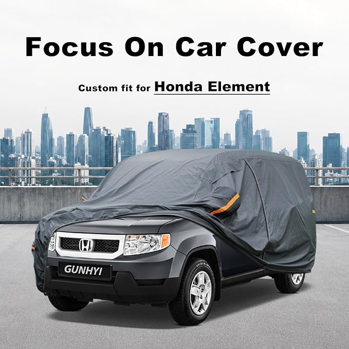 GUNHYI Premium Car Cover Custom Fit Honda Element, 16 Layers Heavy Duty Car Cover Waterproof All Weather with Zipper Door for Sun Rain Snow Dust Uv Protection