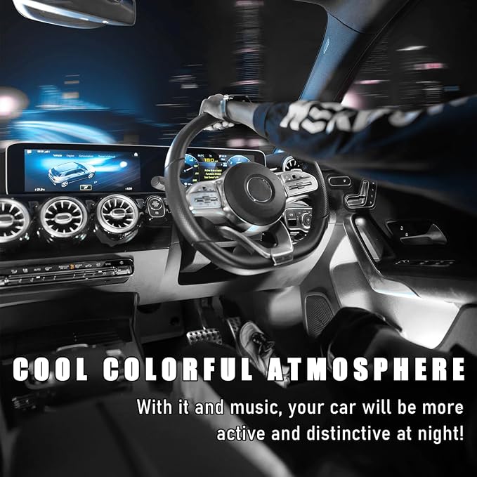 Wevdn Car Interior LED Strip Light, 12V 24 LED Waterproof Neon Ambient Night Light with USB Port, Automotive Atmosphere Decorative Under Dash Lighting Kit, Car Accessories (White)