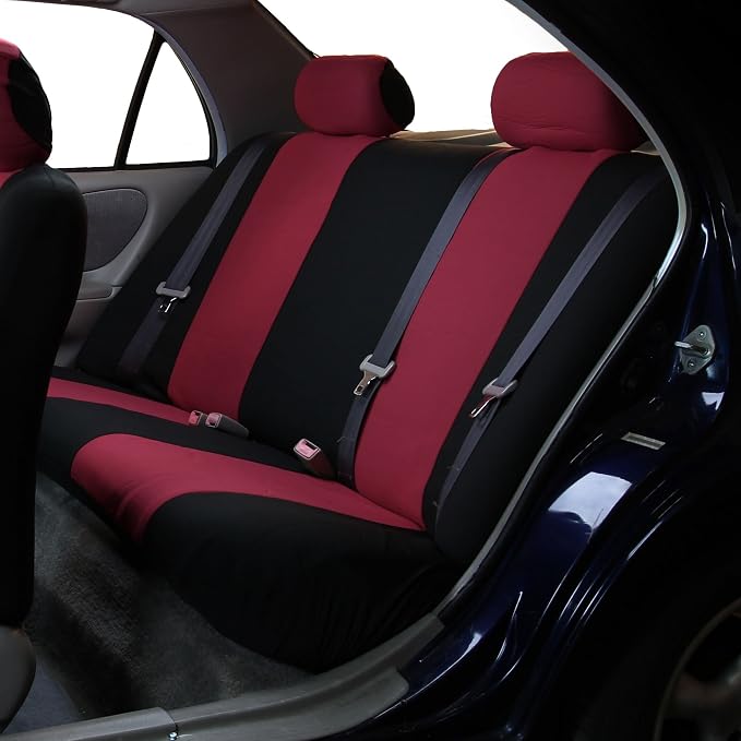 FH Group Car Seat Cover for Back Seat Burgundy Cloth - Universal Fit Rear Seat Covers for Cars with Solid Bench, Car Seat Protector for Dogs and Kids, Car Interior Accessories for SUV, Sedan and Van