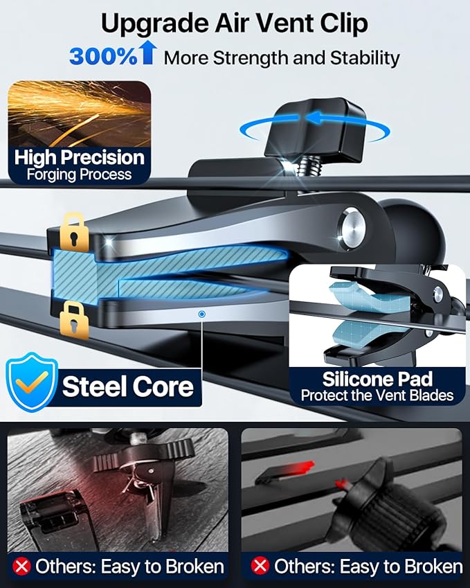 【Upgraded Strongest Suction & Pro Military-Grade】Ultimate Car Phone Mount【360°Rotatable Suction】Cell Phone Holders Truck Stand for Dashboard Windshield Vent for iPhone 17 Pro Max 16 Samsung,Dark Blue