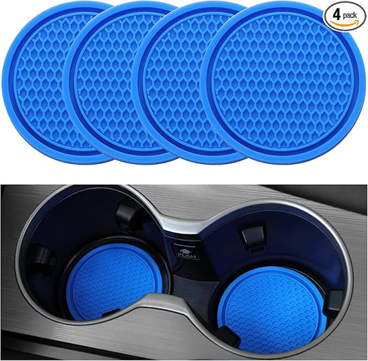 SINGARO Car Cup Coaster, 4PCS Universal Non-Slip Cup Holders Embedded in Ornaments Coaster, Car Interior Accessories, Blue