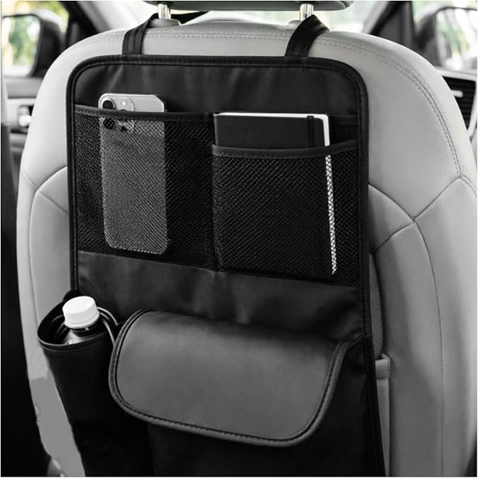 Car Trunk Organizer, Detachable Backseat Storage Bag Hanging Trunk Organizer with 4 Compartments, Large Capacity Seat Back Organization Interior Accessories for Car Truck SUV