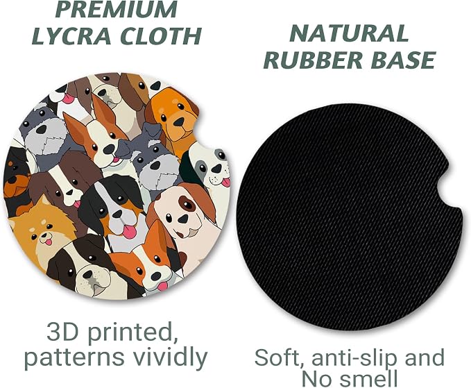 Yonlevres Car Coasters for Cup Holders，2.75" Anti Slip Rubber Mat with A Finger Notch, 2 Pack Car Cup Holder Coasters for Car Interior Accessories for Women Men Dog