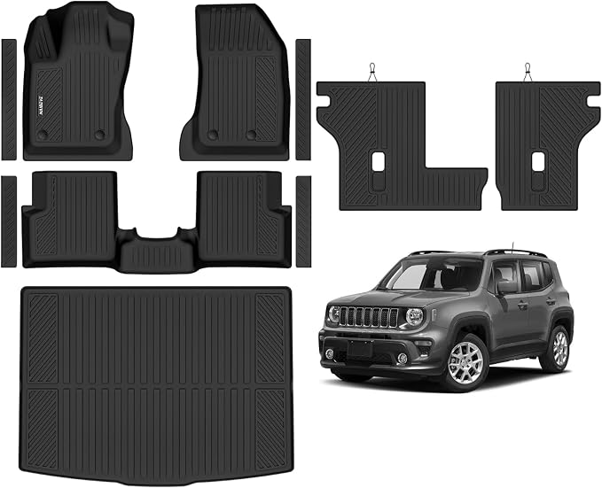 Naibeve Floor Mats for 2015-2026 Jeep Renegade | All Weather Custom Fit Floor Mats, Cargo Mat, Backrest Mats, Door Sill Guards Interior Protector accessories