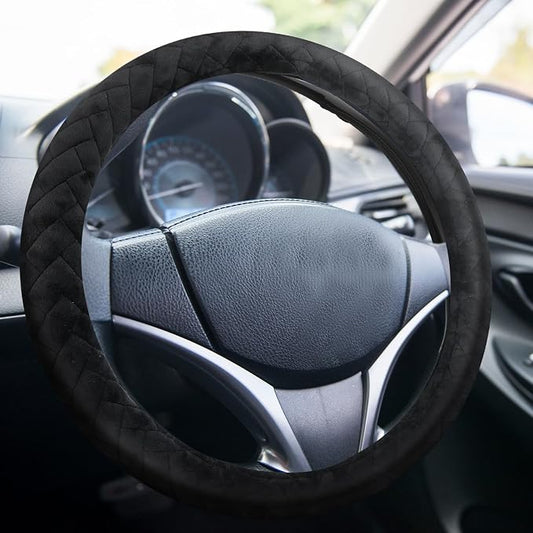 DaisyInner 17.5-18 Inch Steering Wheel Cover for Semi Truck No-Slip & Comfy Grip for Semi Trucks, Rv, Big Rig and 18 Wheelers(Quilted,Velvet,Black)
