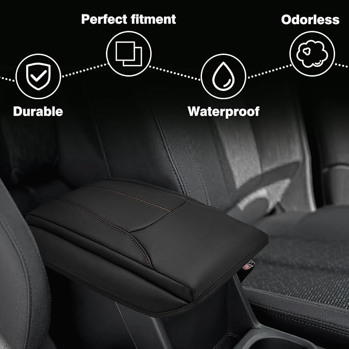 Muslogy Center Console Armrest Cover Fit for Subaru Forester 2025 Accessories, Comfort Armrest Pad Console Lid Cushion Protector Vegan Leather 1-Inch Extra Thick