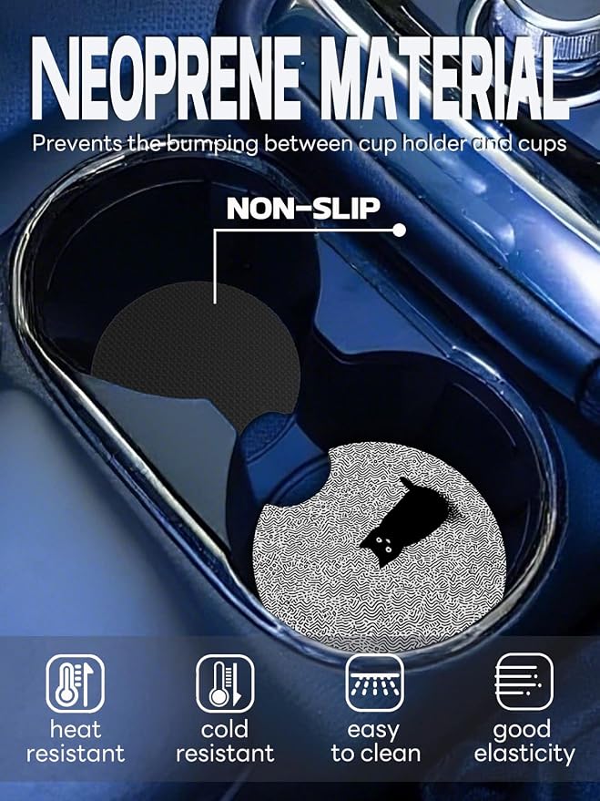WOCOCN Car Coasters,Cup Holder Coasters for Car,2.75inch Anti Slip and Absorbent,Cute Automotive Interior Accessories for Cup Holder,Pack of 2 (Wire Cat)