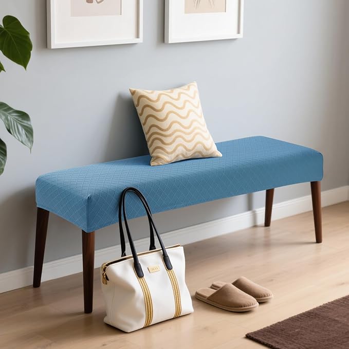 Fuloon Waterproof Dining Bench Cover, Removable Bench Slipcover Washable Bench Seat Protector Cover for Living Room, Bedroom, Kitchen (Lake Blue)