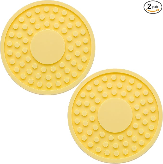 2 Pack Anti-Slip Car Cup Holder Mat – 2.75 Inch Silicone Drink Coaster, Secure Fit for Cars & Trucks – Cute Interior Decor for Women & Girls (Yellow)