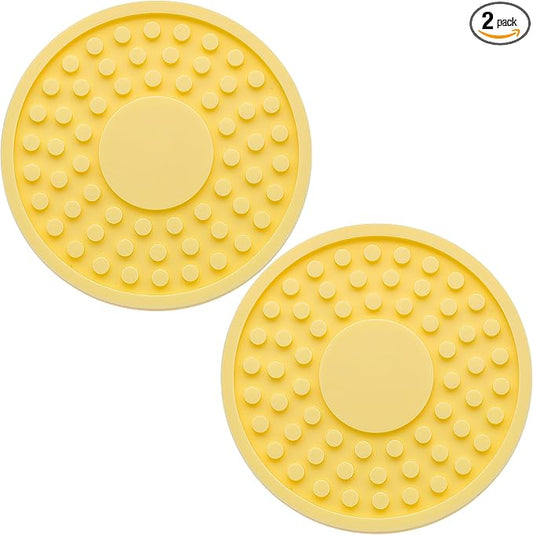 2 Pack Anti-Slip Car Cup Holder Mat – 2.75 Inch Silicone Drink Coaster, Secure Fit for Cars & Trucks – Cute Interior Decor for Women & Girls (Yellow)