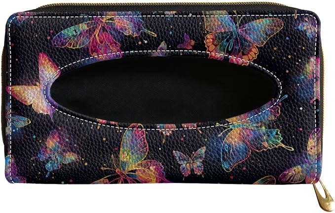 Butterfly Car Sun Visor Tissue Holder PU Leather Automotive Sun Visor Napkin Holder Butterfly Universal Tissue Holder for Car Home Offices
