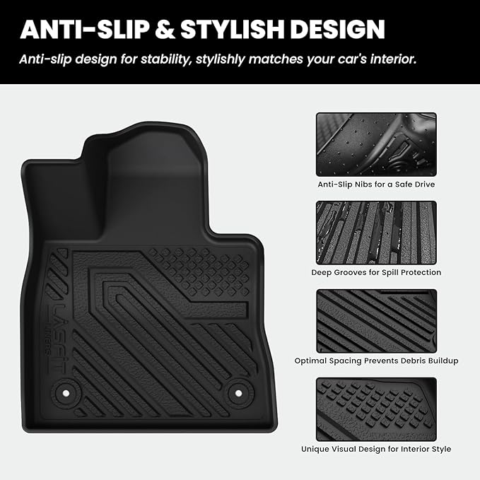 LASFIT Full Set Floor Mats for 2024-2026 Lexus GX550 5-Seats with Cool Box | Custom Fit All Weather TPE Floor Liners with Cargo & Backrest Mats, Full Coverage for Front & Rear Rows, Black