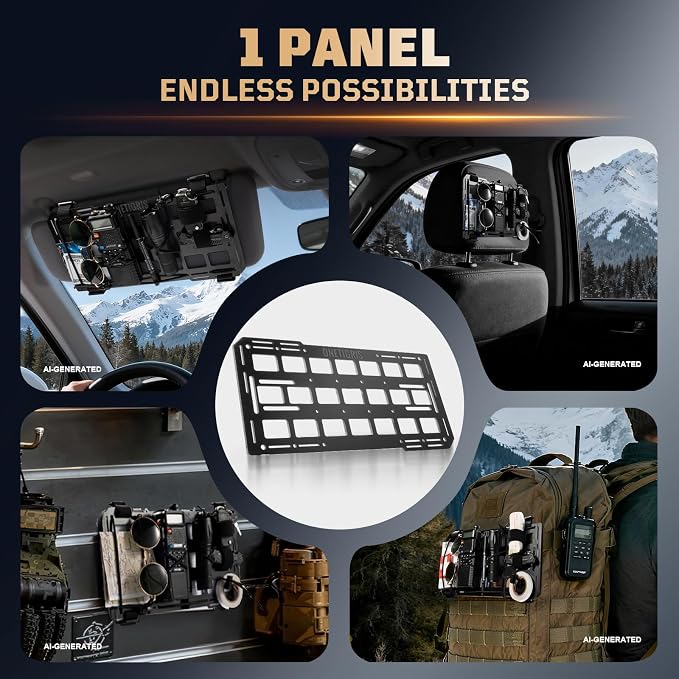 OneTigris Molle Visor Organizer, Fiberglass Rigid MOLLE Panel, Tactical Versatile Car Sun Visor Organizer Interior Accessories Holder for Vehicle, SUV, Trucks | Features tactical MOLLE webbing for overhead EDC storage. Heavy-duty vehicle organizer idea...