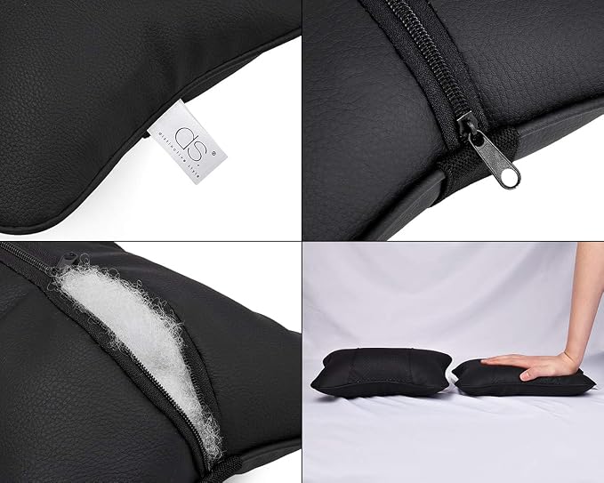 DS. DISTINCTIVE STYLE Car Neck Pillow 2 Pieces PU Leather Travel Pillow for Head Rest Neck Support for Car Seat - Black