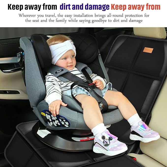 Bacgnyer Car Seat Protector, 2 Pack of Seat Protectors, Thickest Padded 600D Fabric Padding, Waterproof, Durable, Anti Slip Backing, Child Seat Protection, Suitable for Babies, Toddlers, Children