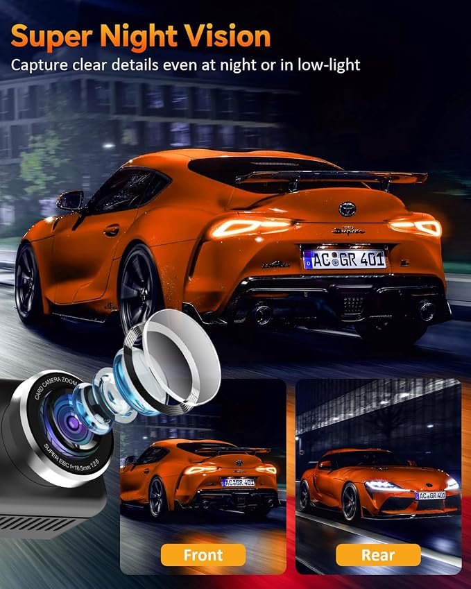 4K Dual Dash Cam Front and Rear, 4K+2K Dashcam with 5GHz WiFi & APP Control | Dash Camera for Cars with 64GB Card, 24H Parking Monitor, Night Vision, Loop Recording, G-Sensor, WDR, 3.2" IPS Screen