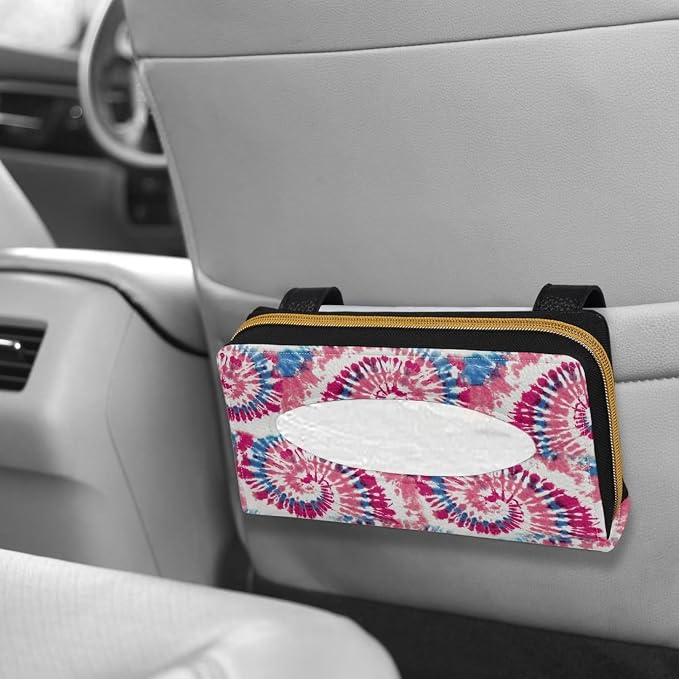 Visor Automotive Tissue Holder Tie Dye Pattern Car Sun Visor Tissue Box for Back Seat Car Interior Accessories
