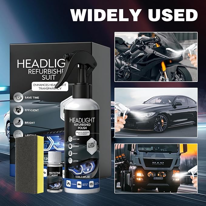 2Pcs Car Headlight Restoration Polishing Kits,Headlight Restoration Kit,Headlight Cleaner And Restorer Kit,Fast & Easy Car Headlight Cleaner,Multifunctional Car Headlight Polishing(100ml+20ml)