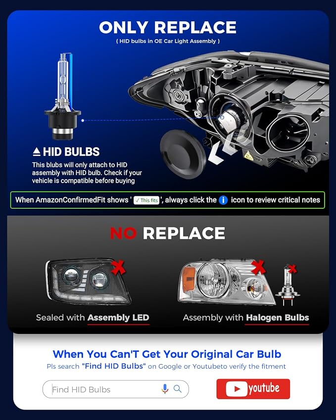 Marsauto D4S HID Bulbs, 66440 42402 42402WX (‎42402C1) for HID Assembly, 6000K Cold White 35W Bulb, Plug and Play, Pack of 2