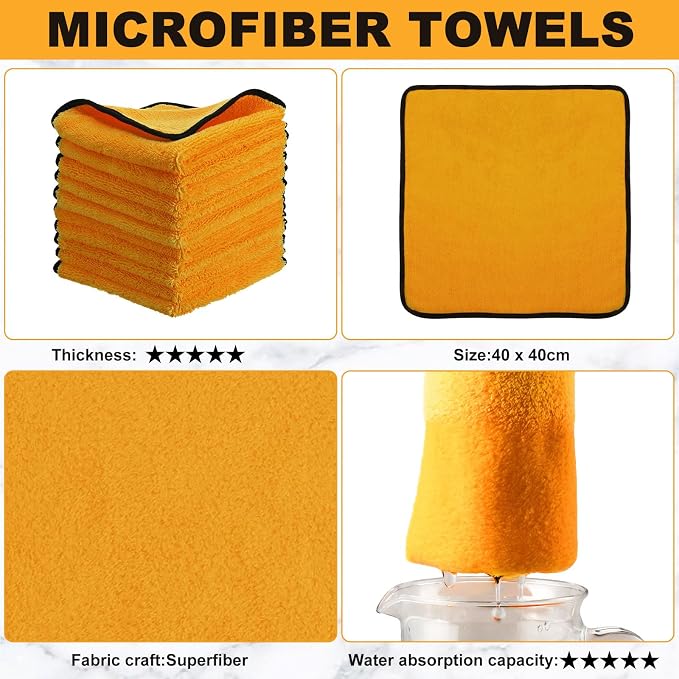 Tallew 80 Pcs Yellow Microfiber Towels: 16"x16" Microfiber Drying Towels Bulk Micro Fiber Car Cleaning Cloth for Cars Drying Washing Polishing Cleaning Household Supplies