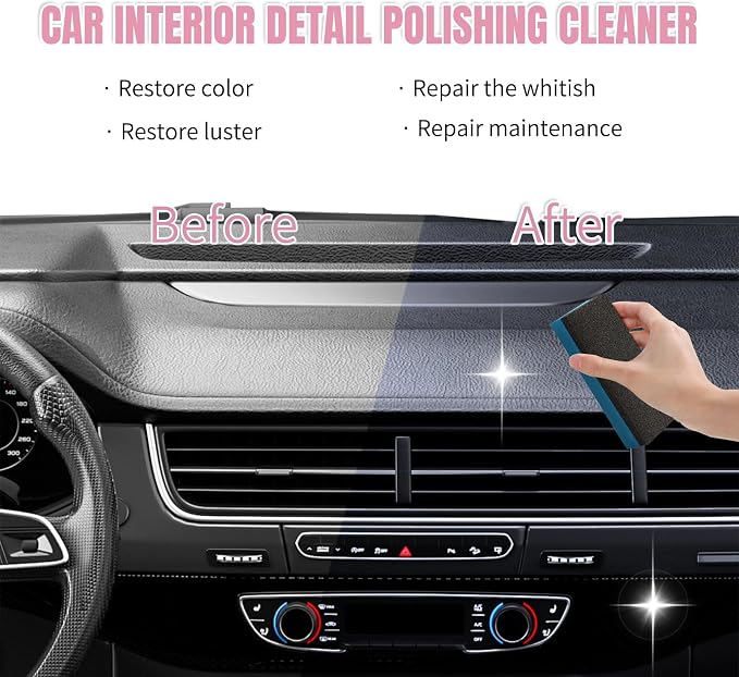 2Pcs Polishing Cleaner Car Interior Spray, Car Interior Cleaner for Rubber, Leather& More, Multi-Surface Cleaning for Car Interior.
