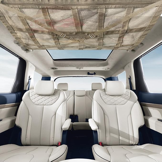 Car Ceiling Cargo Net, Strengthen Load-Bearing Car Roof Storage Organizer,Reduce Sagging of Car Roof Mesh Storage Organizer,Camping Gear Must Haves Cargo Net for Car