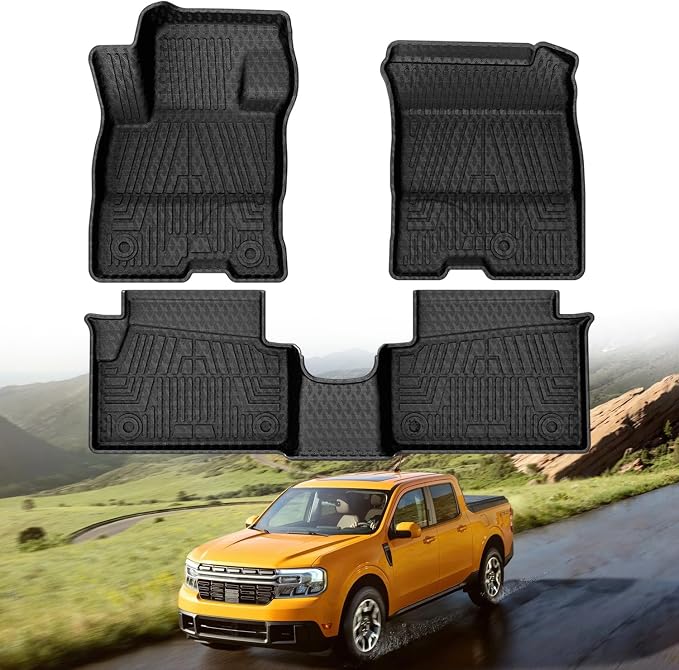 Mixsuper Custom Fit Floor Mats for Ford Maverick 2026 2025 2024 2023 2022 (Only Fits Hybrid Models) All Weather Floor Liners 1st & 2nd Row Set Black