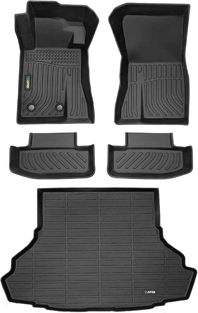 HAFIDI® Floor Mats & Cargo Liner Set Fit for 2015-2026 Ford Mustang | (Not Mustang Mach-E,Cargo Liner with Subwoofer）Custom full set Car liners,all weather guard,Full Set Accessories, TPE, Black