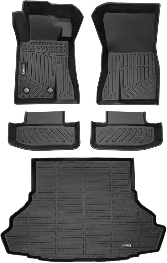 HAFIDI® Floor Mats & Cargo Liner Set Fit for 2015-2026 Ford Mustang | (Not Mustang Mach-E,Cargo Liner with Subwoofer）Custom full set Car liners,all weather guard,Full Set Accessories, TPE, Black
