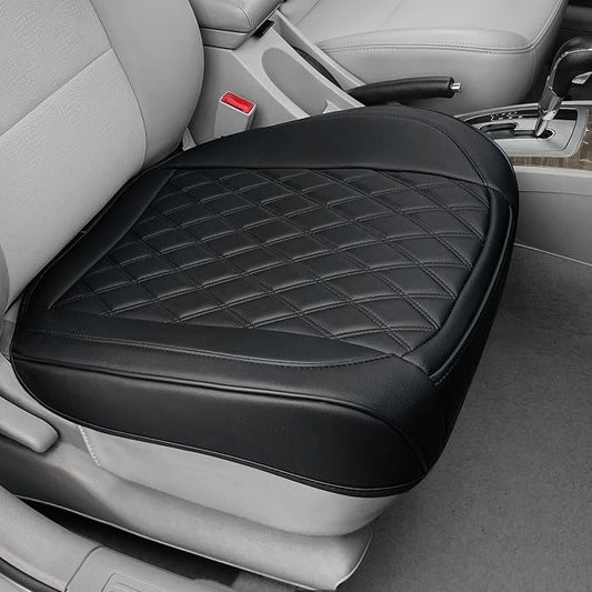 BEITK 1 Pack Leather Front Car Seat Cover Bottom Car Seat, Anti-Slip and Full Wrap Driver Car Seat Protectors, Luxury Waterproof Bottom Auto Seat Cushion Pad Mat for Most Vehicles(Red)