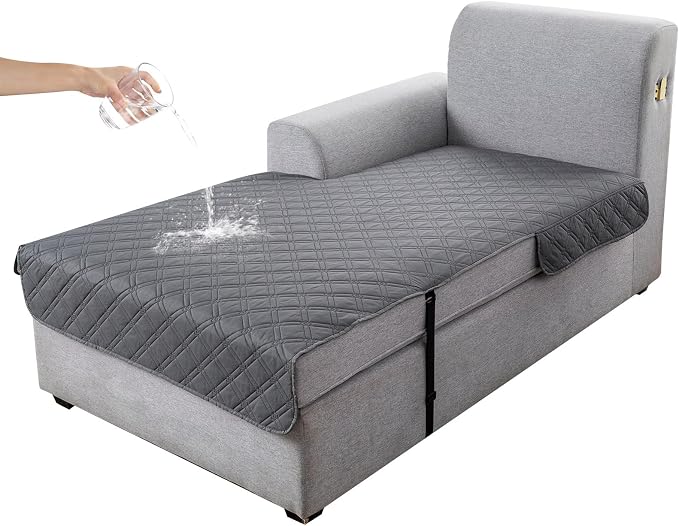 Genina L Shape Couch Cover, Sectional Couch Chaise Covers, Waterproof Washable Sofa Covers for Left L Shape Chaise Lounge, Anti-Slip Sofa Slipcovers for Dogs Cats Pet Friendly(Dark Grey)