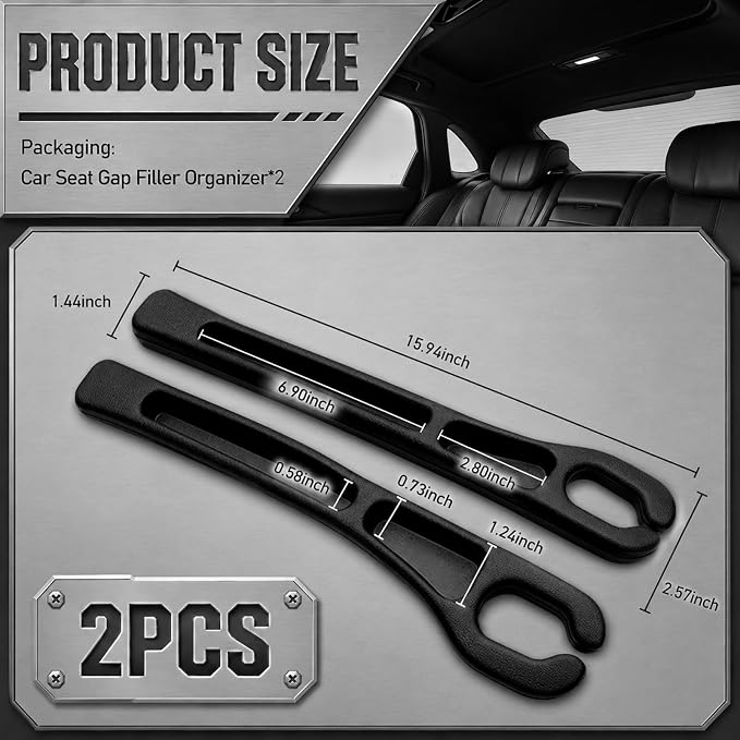 2PCS Car Seat Gap Filler Organizer | Multi-Functional Car Seat Gap Plug with 2 Storage Slots,Universal Cars Seats Gaps Fillers Strip for Avoid Items Falling