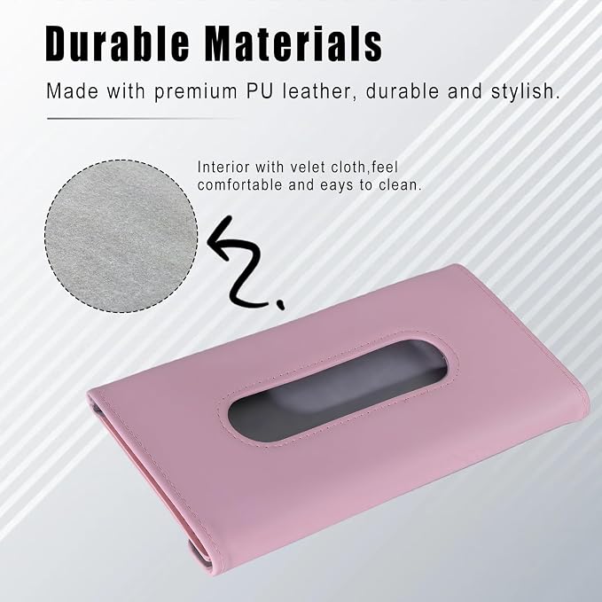 Car Visor Tissue Holder, Sun Visor Napkin Holder for Car, Easy Installation, Universal Accessories Vehicle Interior Tissue Box Suitable for SUVs, Trucks (Pink)