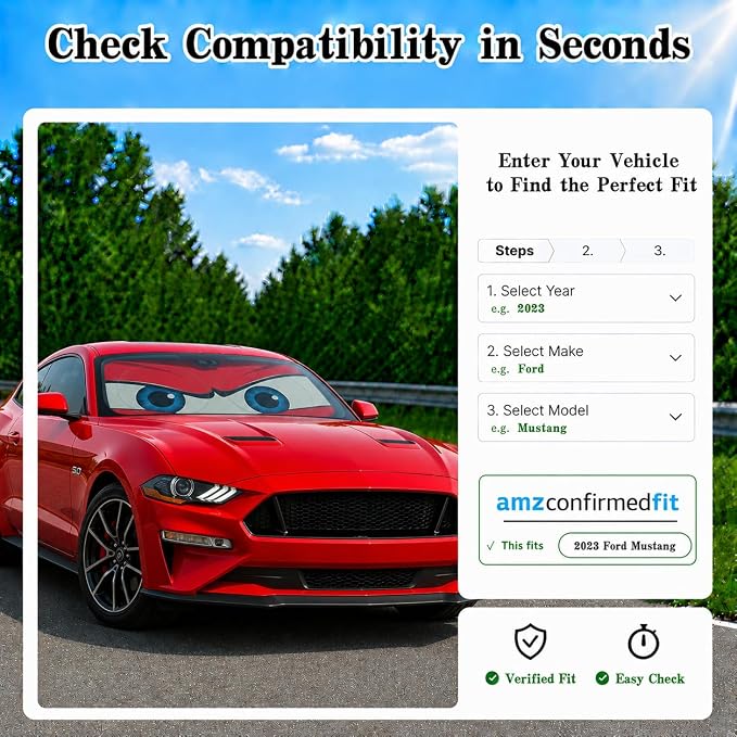 Car Windshield Sun Shade, Universal Fit Compact Sedan SUV, Angry Red | 59 x 27.5" Car Sun Visor, Foldable Front Window Sunshade, UV Heat Protection, Cute Eyes Series