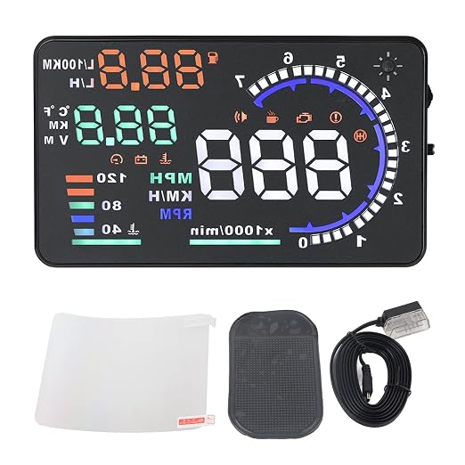 5.5inch Car HUD Car, Auto Screen Speed Display, OBD 2 EU OBD Compatible, with Driving Mileage Measurement for Cars