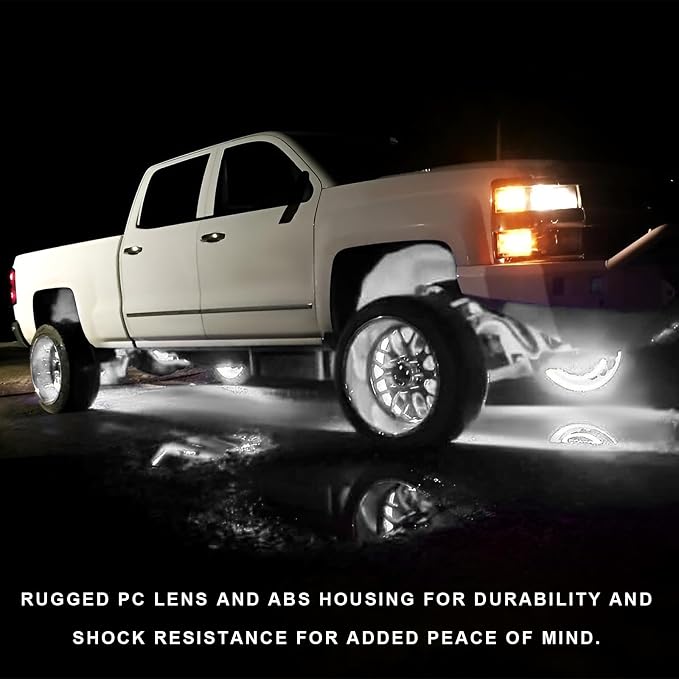 10 PCS Car LED Rock Strip Lights, 3.8" 6 LED Shockproof Thin Line Side Marker Clearance Light, Waterproof Exterior Underglow Wheel Fender Well Lighting Kit for Most Vehicles (White)